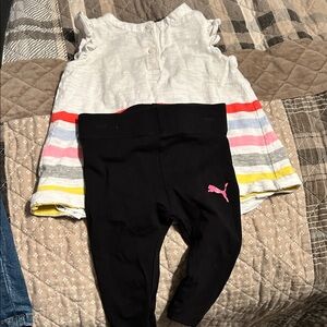 Puma Kids Black Leggings with Pink Logo